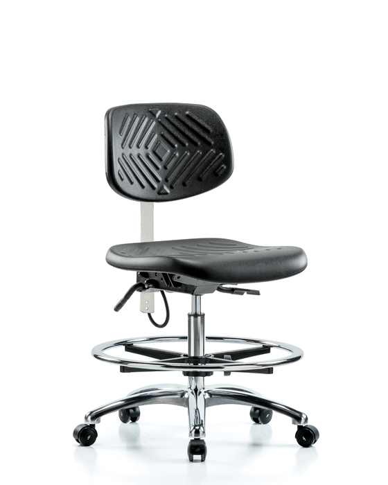ESD Guys Polyurethane Medium Bench Height ESD Chair with Chrome Foot Ring