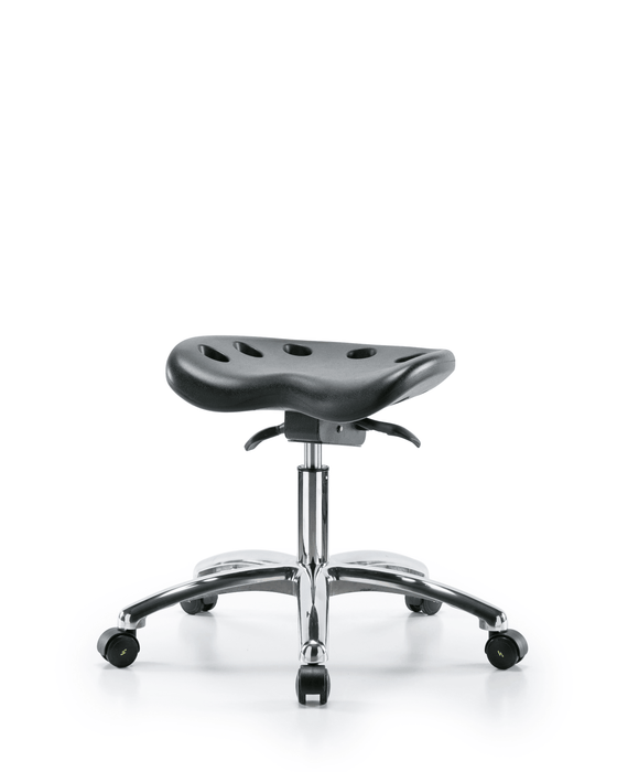 Polyurethane ESD Tractor Sit-Stand Stool Chrome with ESD Casters