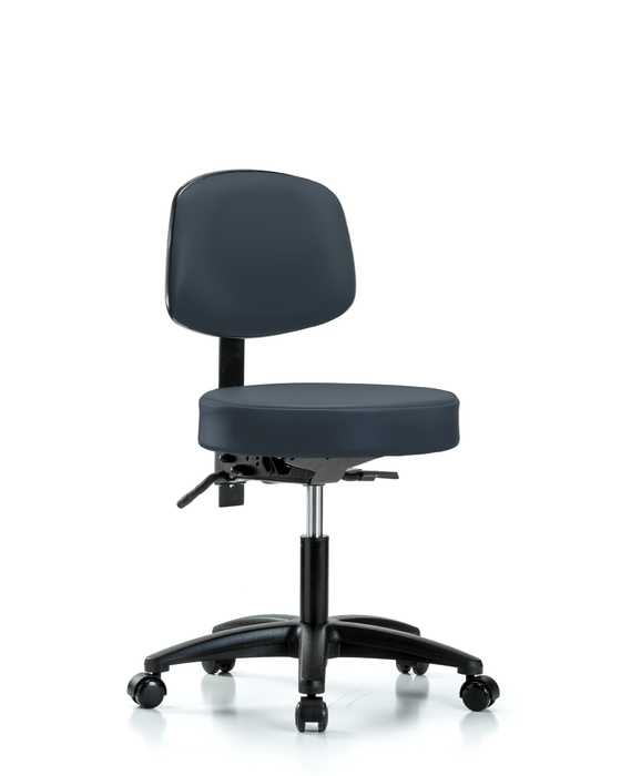 Vinyl Desk Height Stool Adjustable Back Imperial Blue Trailblazer