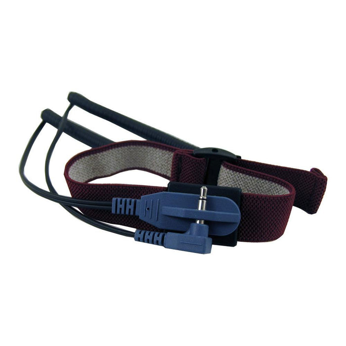 Transforming Technologies Wrist Strap Set, Black, 20', Dual 4mm Snaps, Maroon Fabric Band, Parking Station
